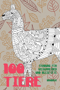 Färbung für Gelschreiber und Bleistifte - Mandala - 100 Tiere