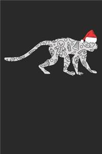 Christmas Notebook 'Monkey with Santa Hat' - Christmas Gift for Animal Lover - Santa Hat Monkey Journal - Monkey Diary