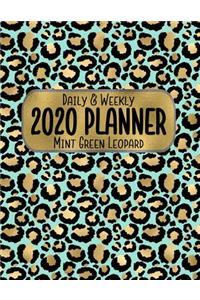 Daily & Weekly 2020 Planner Mint Green Leopard