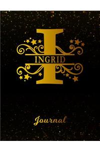 Ingrid Journal: Letter I Personalized First Name Personal Writing Diary Black Gold Glittery Space Effect Cover Daily Diaries for Journalists & Writers Note Taking W