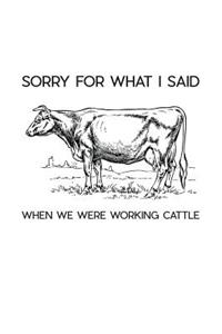 Sorry For What I Said When We Were Working Cattle