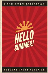 Hello Summer Journal Notebook: Vintage Look Writing Diary Lined 160 Pages - 6 X 9 Medium Journal for Writing in