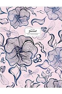Dot Grid Journal, Blue and Pink, Floral (Flower Journal)