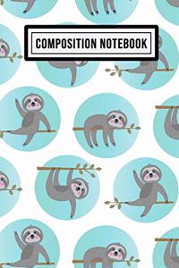 Sloth College Ruled Composition Notebook