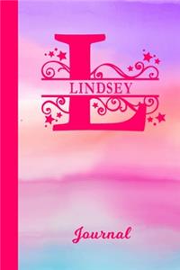 Lindsey Journal: Personalized Custom First Name Personal Writing Diary - Cute Pink & Purple Watercolor Effect Cover - Daily Journaling for Journalists & Writers for 