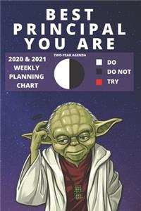 2020 & 2021 Two-Year Weekly Planner For The Best Principal Job - Funny Yoda Quote Appointment Book Gift - Two Year Agenda Notebook