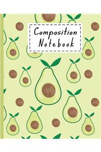 Composition Notebook: Cute Avocado Gifts Wide Ruled Blank Lined Paper Book For Girls Boys Men And Women - Avocado Themed Pattern For Avocado Lovers