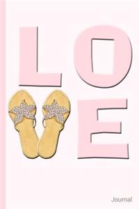 Love Word with Summer Starfish Sandals Journal: Beach Travel Vacation Travel Relax - 6 x 9" - Notebook, Diary, Doodle, Write, Notes, Sketch Pad, Blank Book