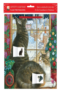 Ivory Cats Christmas Window Advent Calendar (with Stickers)