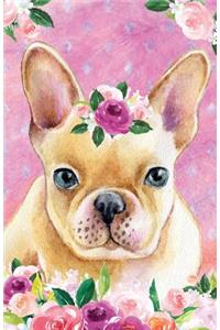 Journal Notebook For Dog Lovers Fawn French Bulldog In Flowers