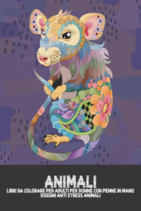 Libri da colorare per adulti per donne con penne in mano - Disegni Anti stress Animali - Animali