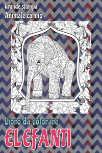 Libro da colorare - Grande stampa - Animale carino - Elefanti