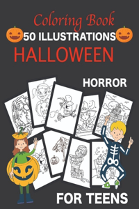 Coloring book Halloween 50 illustrations horror for teens