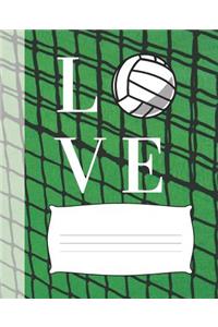 Cute Love Volley Ball School Composition Lined Notebook