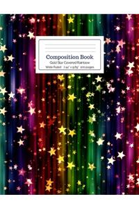 Composition Book Gold Star Covered Rainbow Wide Ruled