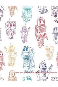 Happy Future Robot 2017-2018 Large Monthly Academic Year Planner