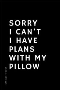 INTROVERT POWER Sorry I Can't I Have Plans with My Pillow