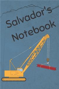 Salvador's Notebook: Heavy Equipment Crane Cover 6x9" 200 pages personalized journal/notebook/diary