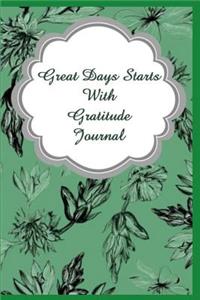 Good Day Start with Gratitude Notebook Journal Green Leaf Flower Design