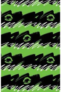 Journal Notebook Green Lips - Abstract Green and Black Pattern