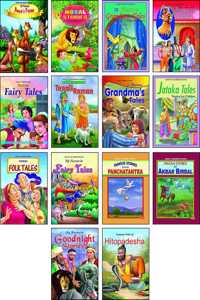All In One Children Story Books In English Combo Pack Of 14 Books Series - 4 | 134 Stories In 14 Different Story Themes | Moral Stories | Panchatanra | Fairy Tales | Hitopdesha | Goodnight Stories