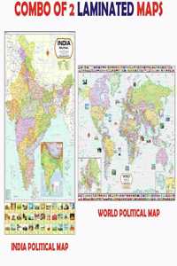 India & World Map Combo | Laminated | Size : 70 X 100 Cm