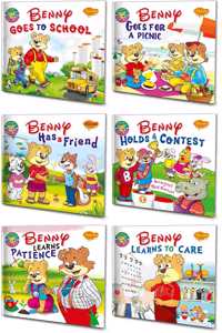 Set Of 6 Benny First Stories (Benny Goes To School, Benny Goes For A Picnic, Benny Has A Friend, Benny Holds A Contest, Benny Learns Patience, Benny Learns To Care)