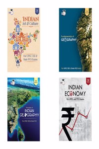 Set of 4: Indian Economy + Indian Art & Culture + Fundamentals of Geography & Principles of Indian Geography Book 2023 (1st Edition) | UPSC | Civil Services Exam | State Administrative Exams