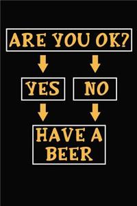 Are You Ok? Yes No Have A Beer: 6x9 110 blank Notebook Inspirational Journal Travel Note Pad Motivational Quote Collection Sketchbook