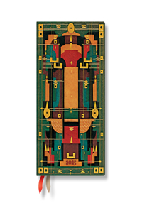 Paperblanks 2025 Weekly Planner French Lion Den Sybil Pye Bindings 12-Month Mini Horizontal Elastic Band 160 Pg 100 GSM