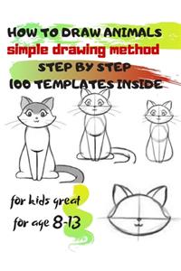 HOW TO DRAW ANIMALS simple drawing method STEP BY STEP 100 TEMPLATES INSIDE