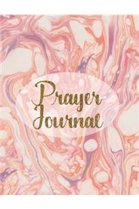 Prayer Journal: Pink Marble, Simulation Gold Glitter, 8.5