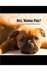Hey, Wanna Play? Cute Boxer Puppy 4x4 Graph 8x10 Notebook Journal