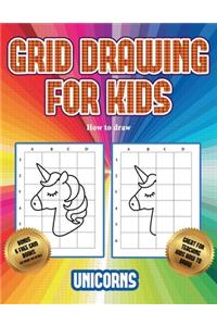 How to draw (Grid drawing for kids - Unicorns)
