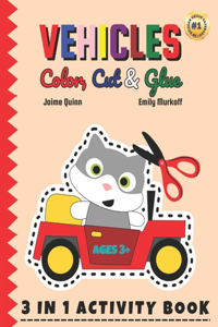 Vehicles Color, Cut & Glue