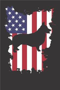 Notebook 6x9 120 Pages: Corgi 4th Of July Patriotic USA Flag