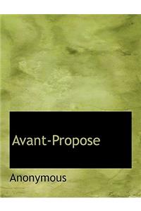 Avant-Propose