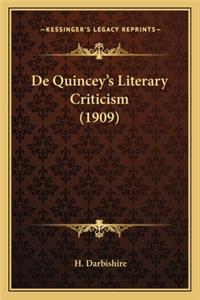 de Quincey's Literary Criticism (1909)