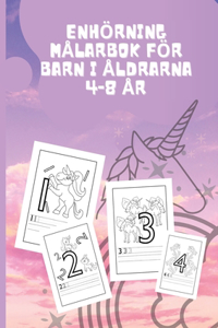 Enhörning målarbok för barn i åldrarna 4-8 år