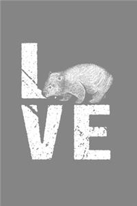 Love: Cool Animated Wombat Lover Design Notebook Composition Book Novelty Gift (6"x9") Lined Notebook to write in