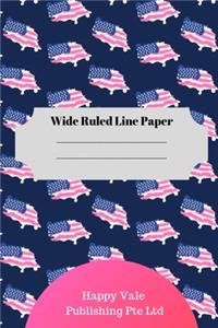 American Flag Theme Wide Ruled Line Paper