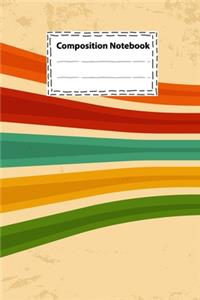Composition notebook Vintage Rainbow with colorful stripes Retro texture lines for Home School College