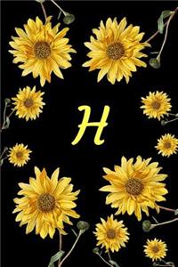H Monogram Initial H Sunflowers Journal Notebook