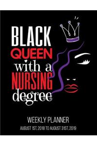 Black Queen With A Nursing Degree Weekly Planner