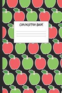 Composition Book: Red and Green Apples, 200 Pages, College Ruled (7.44 X 9.69)