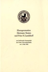 Ehrenpromotion Hermann Kesten Und Fritz H. Landshoff Am Fb Germanistik Der Fu Berlin