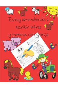 Estoy aprendiendo a escribir letras y números con granja