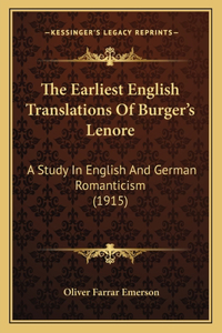 Earliest English Translations Of Burger's Lenore