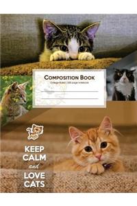 Composition Book, College ruled Writing Notebook Journal for School, Student, Teacher, Office 7.44 x 9.69 in, Cats theme