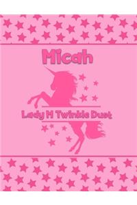 Micah Lady M Twinkle Dust: Personalized Draw & Write Book with Her Unicorn Name - Word/Vocabulary List Included for Story Writing